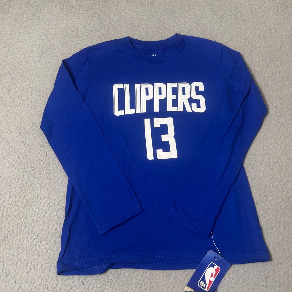 NEW NBA LA Clippers Paul George‎ 13 Kids Blue Long Sleeve T-Shirt Size S 8 NEW